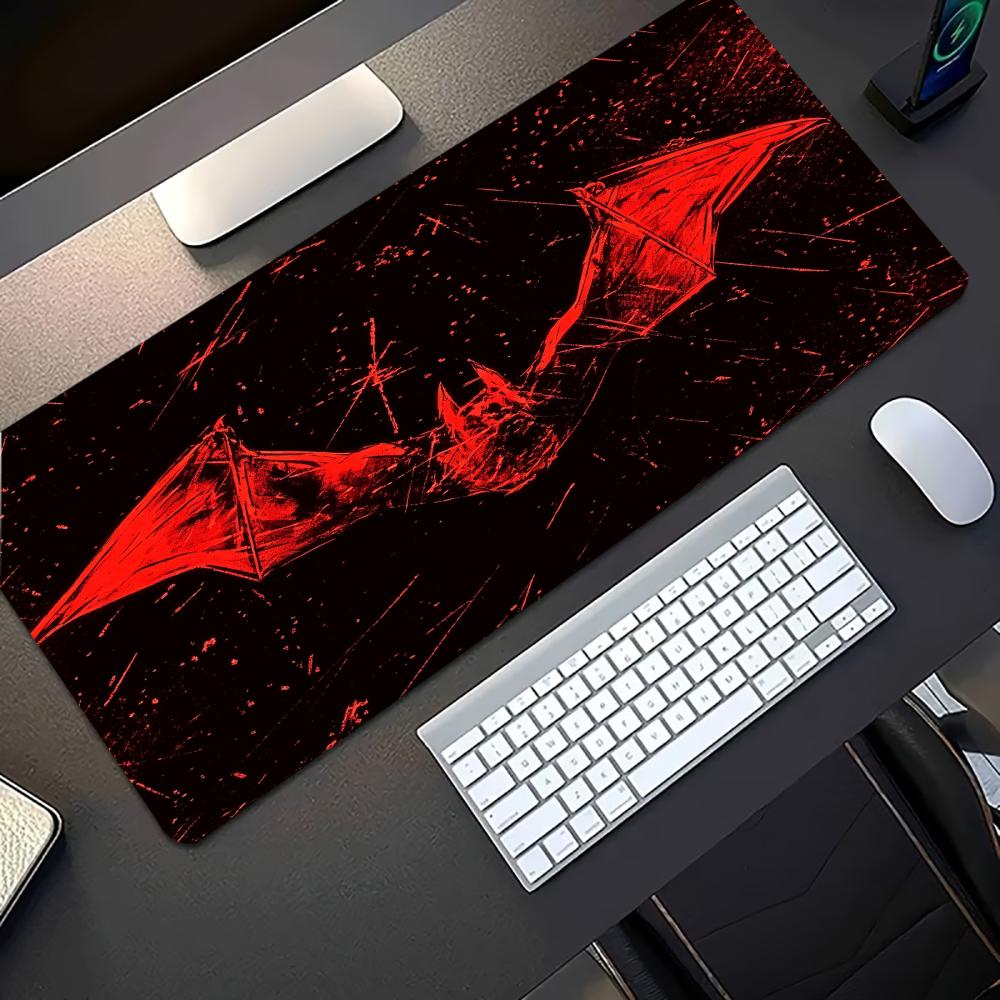 Desk Setup Pc And Laptop - Dark Red Bat Pattern Large Gaming