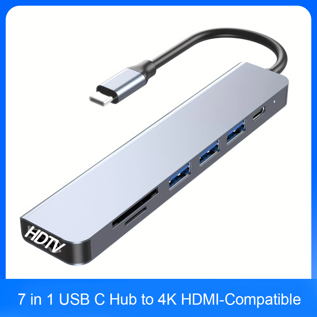 Desk Setup Usb Hub - 7 in 1 USB C Hub