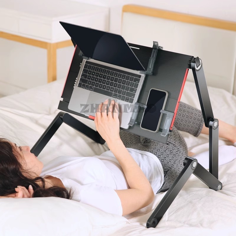 Desk Setup For Laptop - Lying Flat on The Bed, Laptop