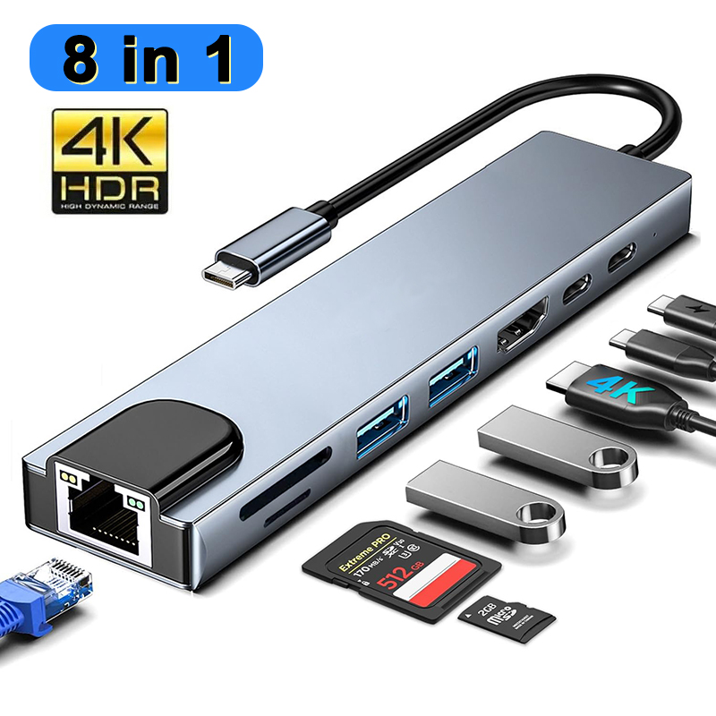 8 In 1 USB Type C Hub for MacB - đánh giá và giá Desk Setup Usb Hub