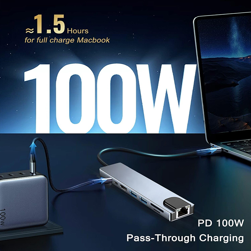 8 In 1 USB Type C Hub for MacB - đánh giá và giá Desk Setup Usb Hub
