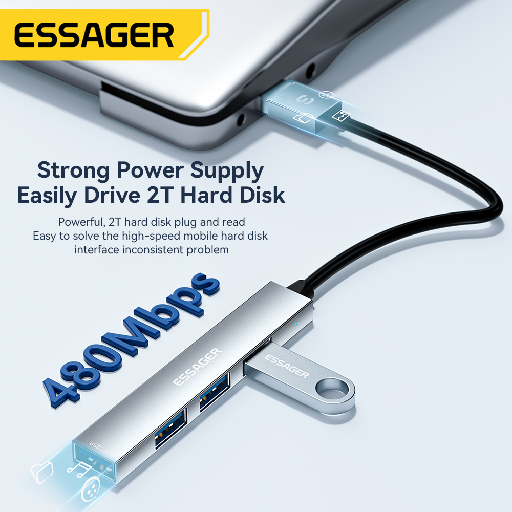 Essager 4 in 1 USB C Cable Hub - đánh giá và giá Desk Setup Usb Hub