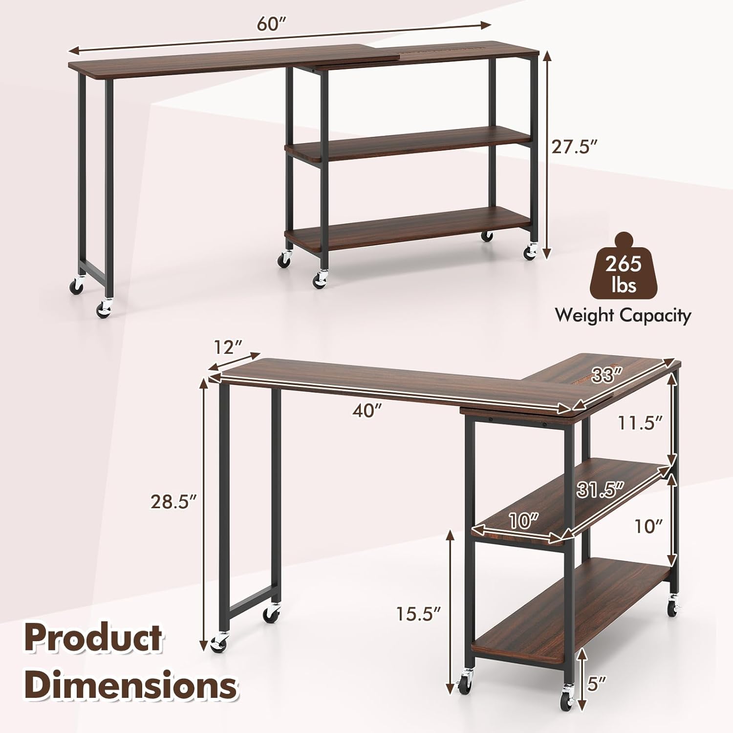 360° Rotating Side Table with  - đánh giá và giá Desk Setup For Laptop