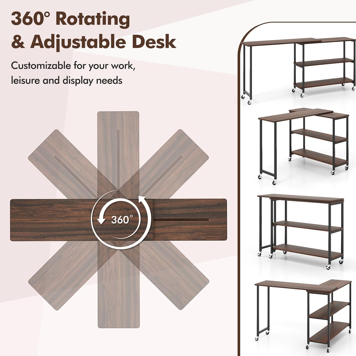 360° Rotating Side Table with  - đánh giá và giá Desk Setup For Laptop