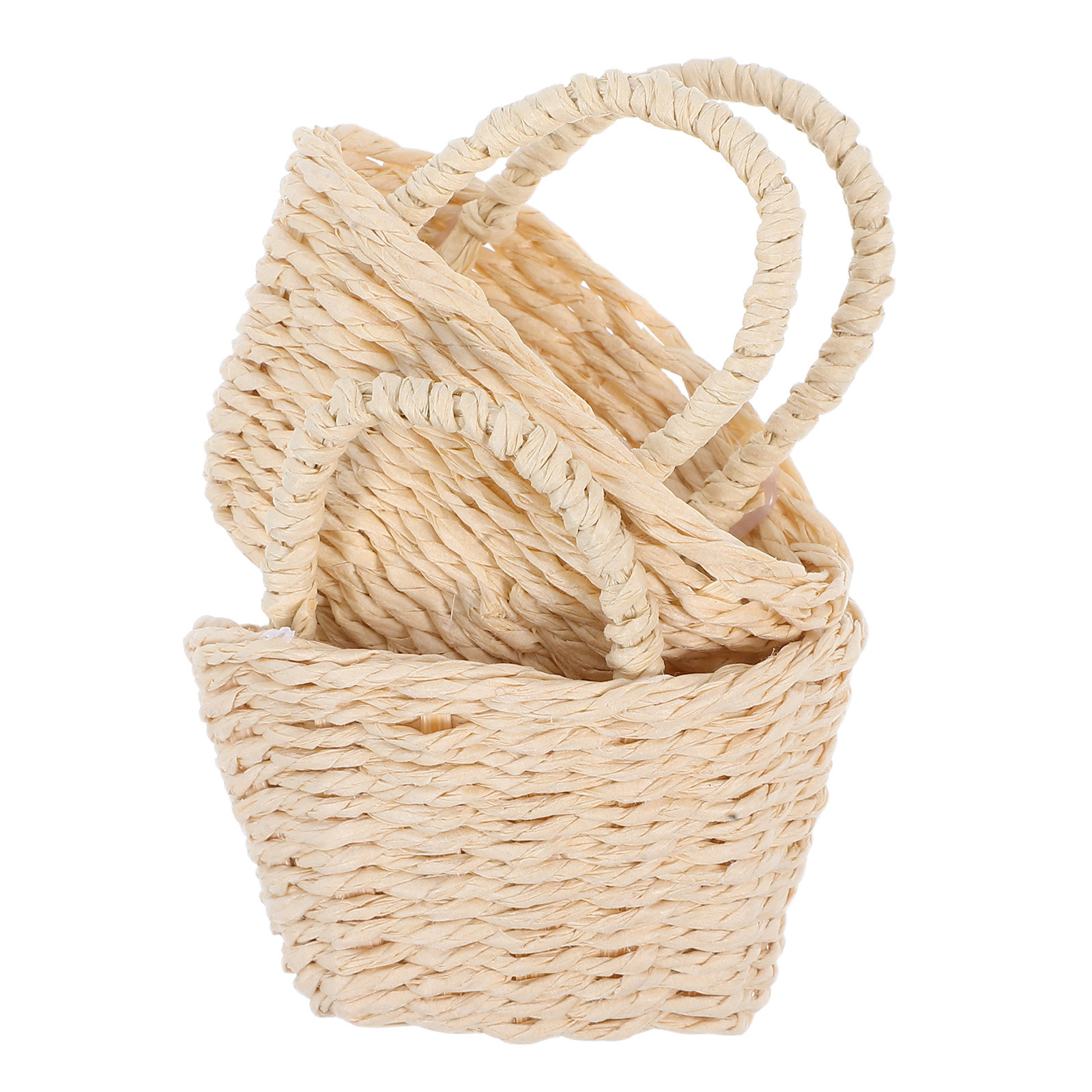 2Pcs Mini Raffia Handle Basket - đánh giá và giá Desk Setup Small Space