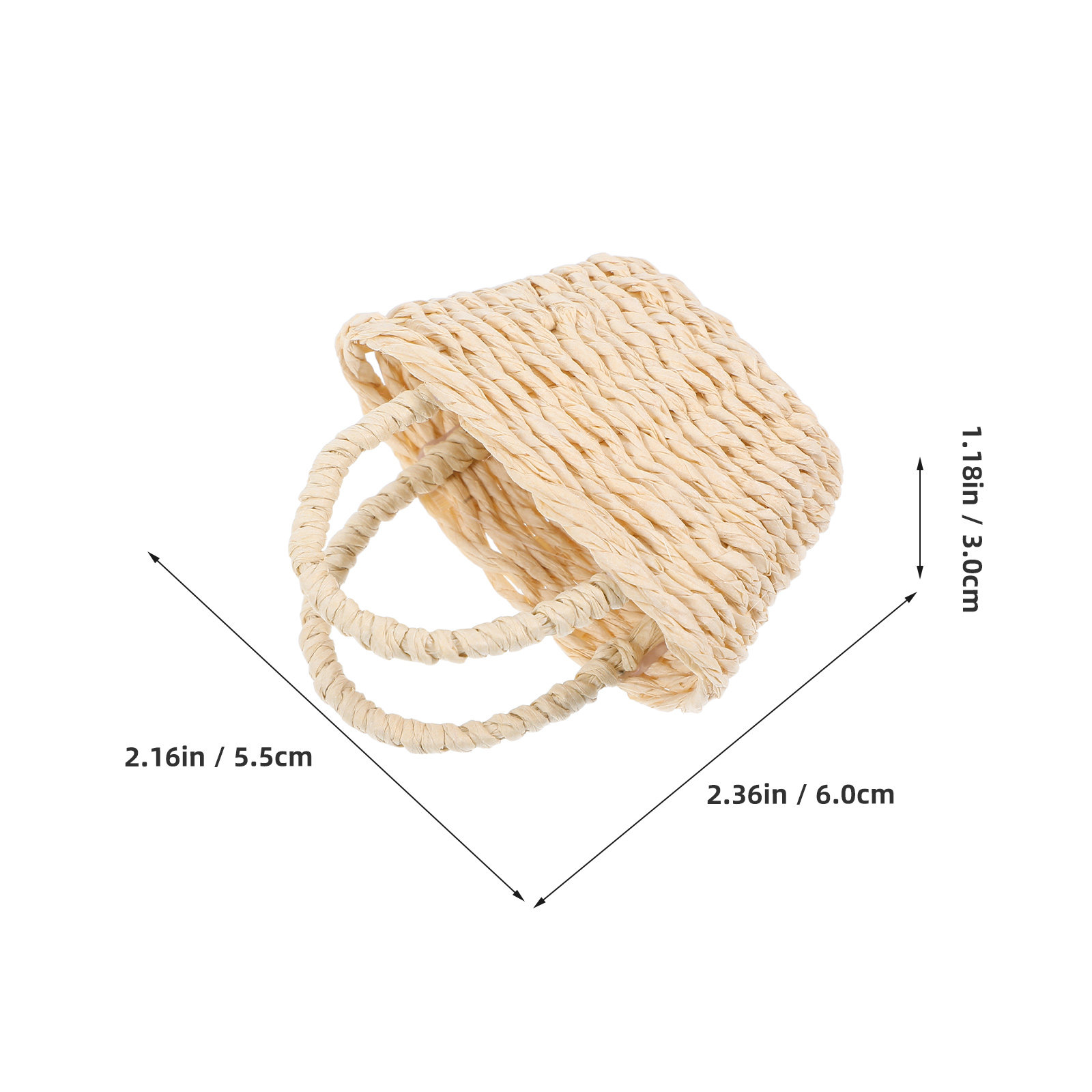2Pcs Mini Raffia Handle Basket - đánh giá và giá Desk Setup Small Space