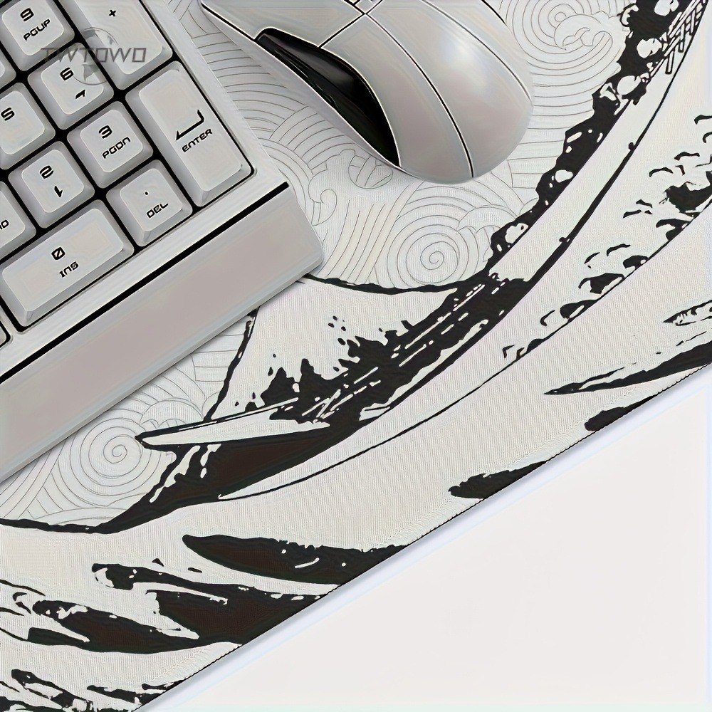 Black White Wave Art XXL Desk  - đánh giá và giá Desk Setup Pc And Laptop