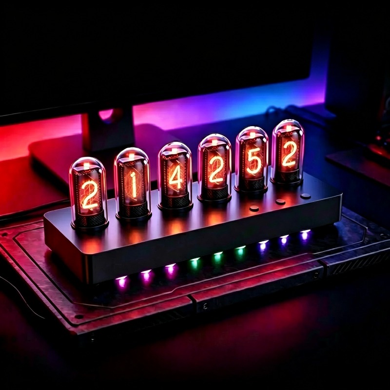 IPS‑Simulated Nixie Tube Clock - đánh giá và giá Desk Setup Simulator