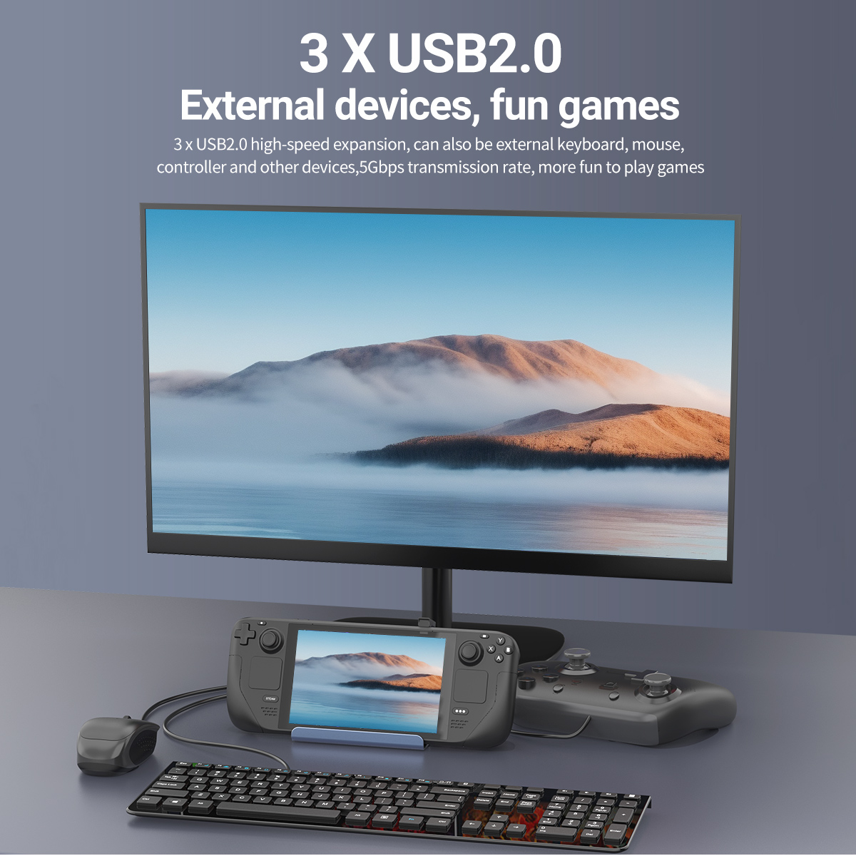 5 In 1 USB-C Game Hub Type-C D - đánh giá và giá Desk Setup Usb Hub