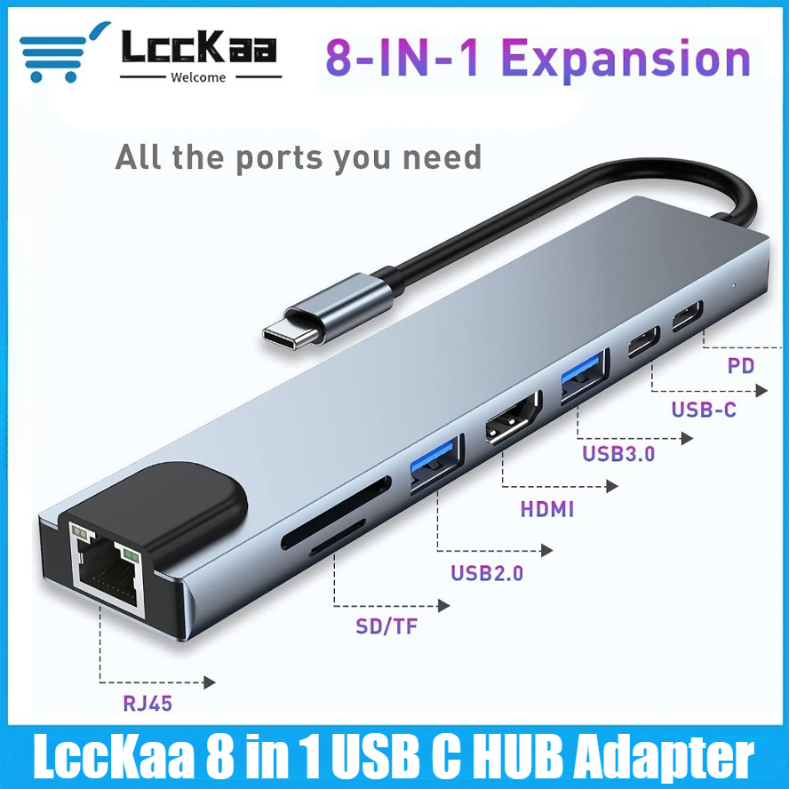 USB C Hub 8/7 in 1 4K HDMI Ada - đánh giá và giá Desk Setup Usb Hub