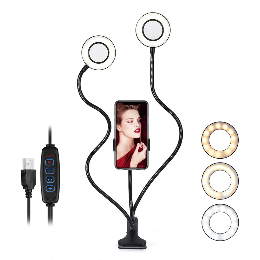 Dual Lights Led Ring Fill Ligh - đánh giá và giá Dual Phone Holder