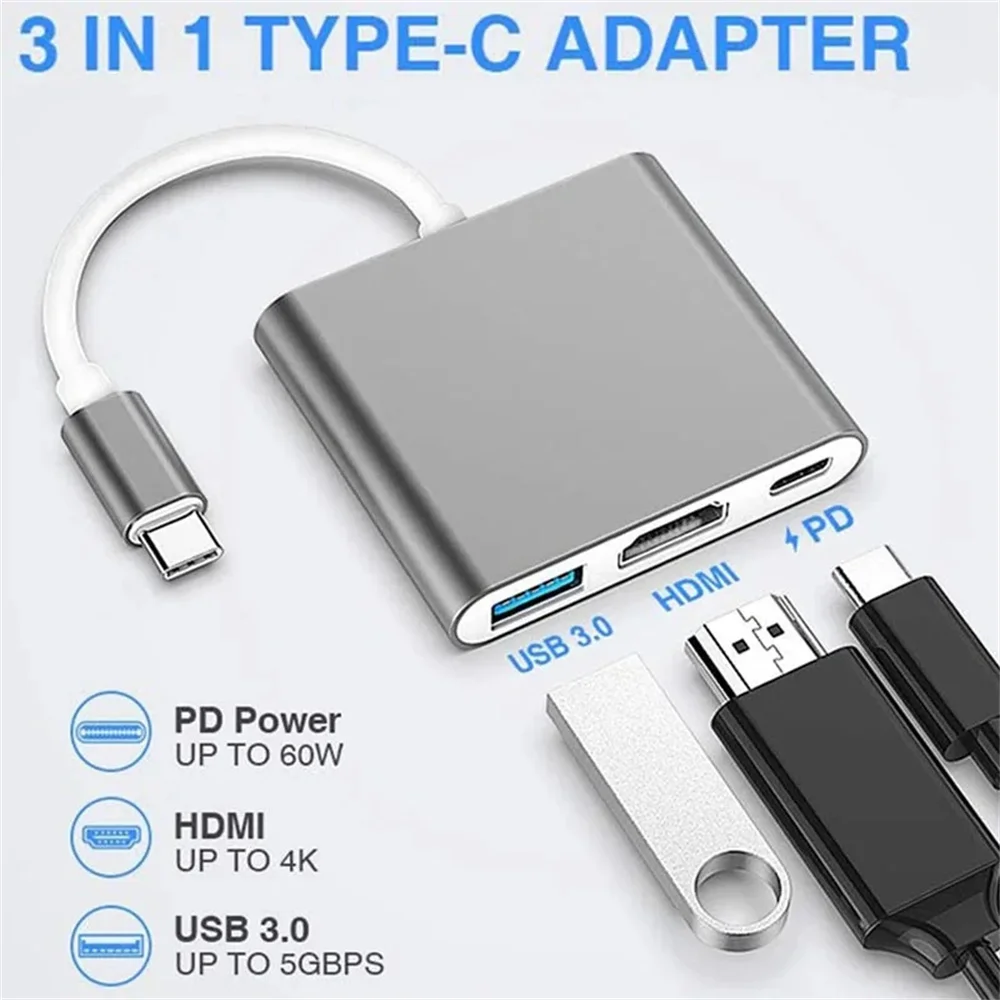 USB C HUB 3-in-1 Multiports Ad - đánh giá và giá Desk Setup Usb Hub