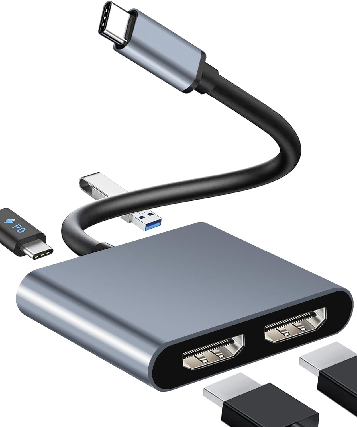 USB C to Dual 4K HD Display Ad - đánh giá và giá Desk Setup Usb Hub