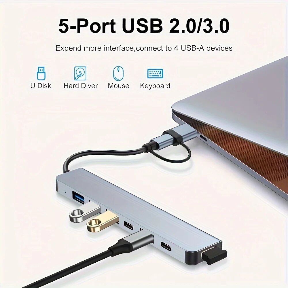 2 In 1 USB3.0 Hub 7 Port Type  - đánh giá và giá Desk Setup Usb Hub