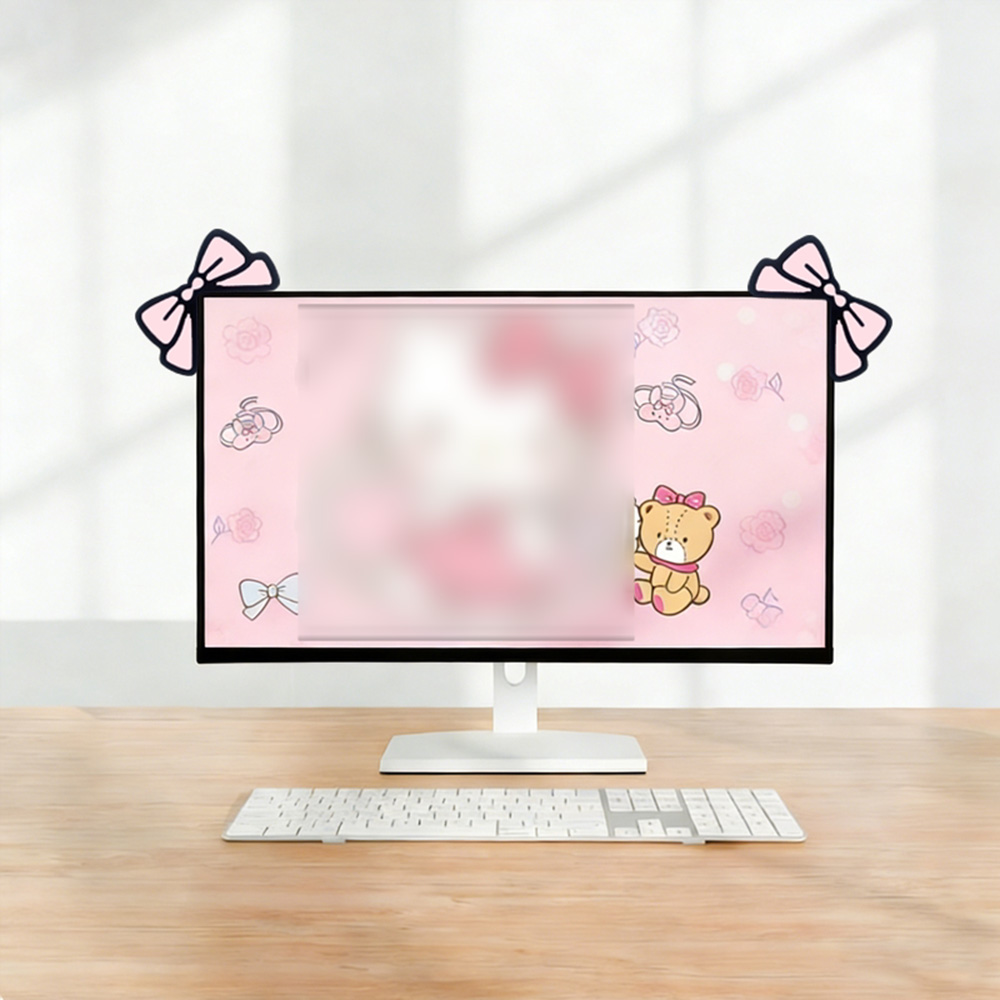 Cute Pink Bow Monitor Decor Ka - đánh giá và giá Desk Setup For Laptop And Monitor