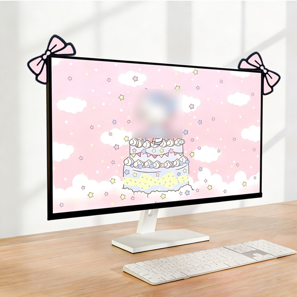 Cute Pink Bow Monitor Decor Ka - đánh giá và giá Desk Setup For Laptop And Monitor
