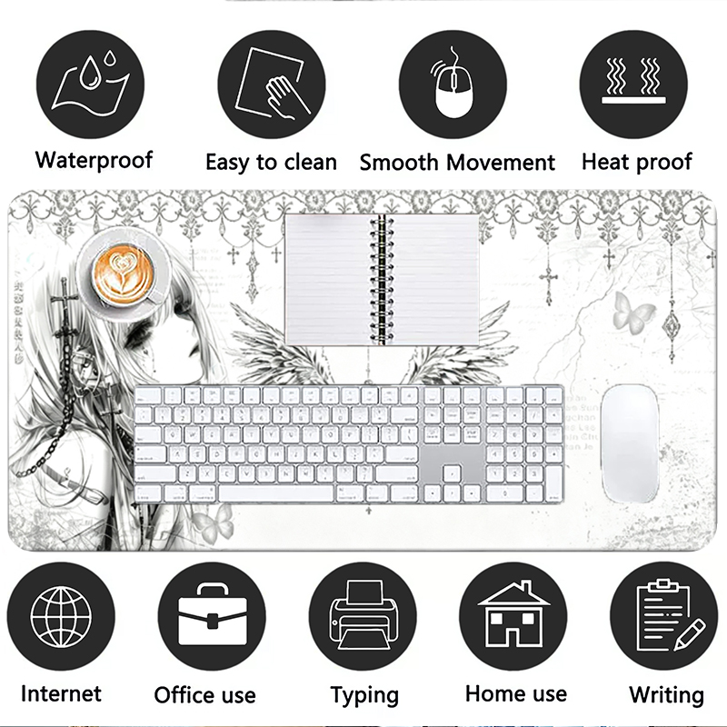 Leather Mousepad Black White A - đánh giá và giá Desk Setup Aesthetic