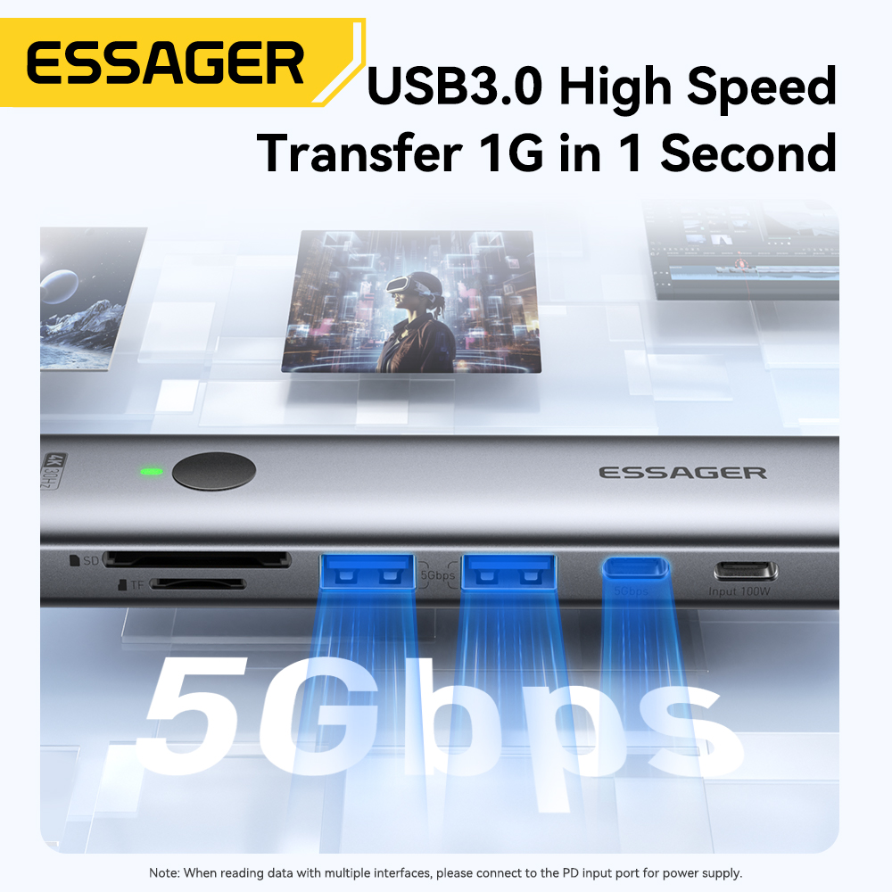 Essager USB C HUB 4K 7-in-1 Ty - đánh giá và giá Desk Setup Usb Hub