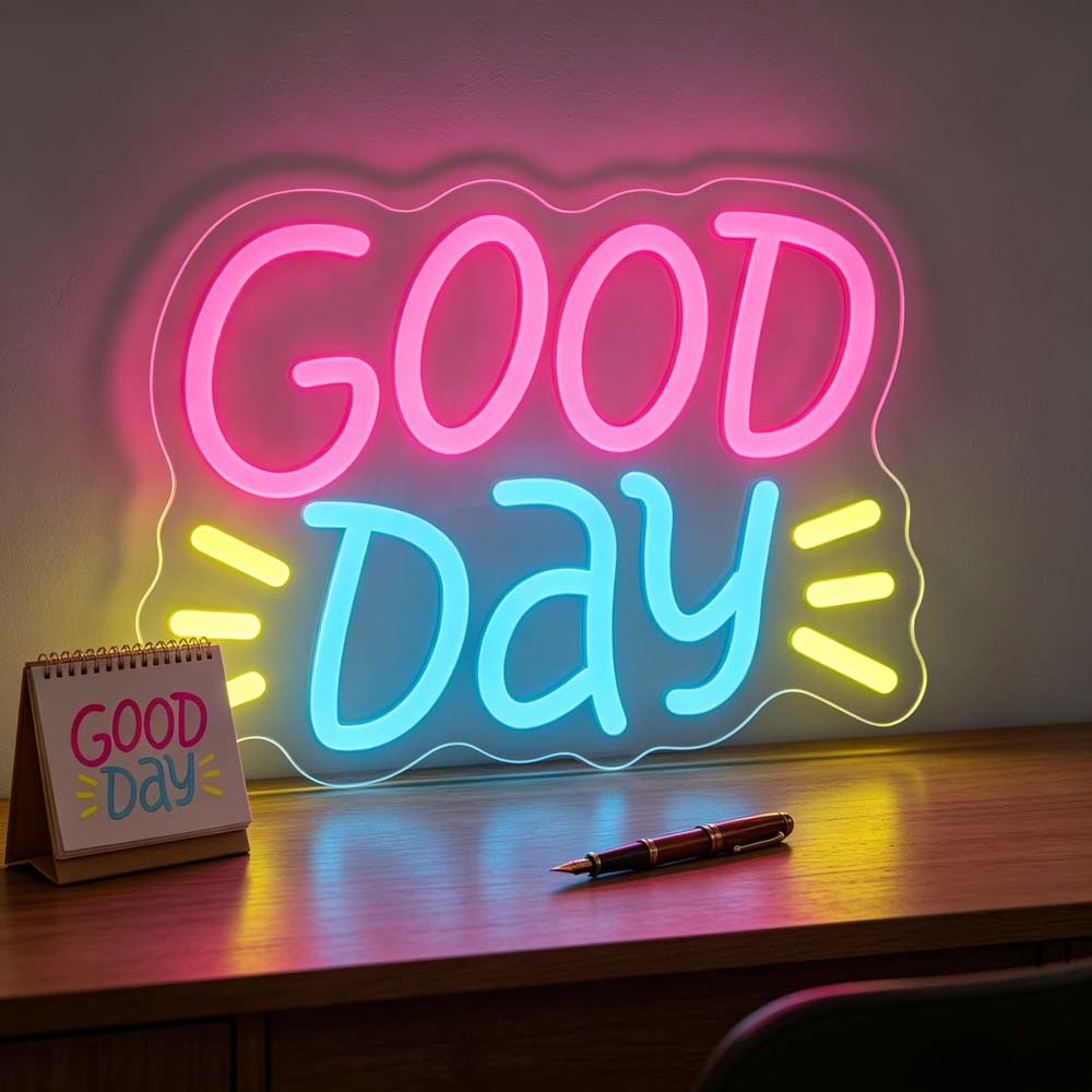 Good Day Neon Sign LED Colorfu - đánh giá và giá Desk Setup Aesthetic