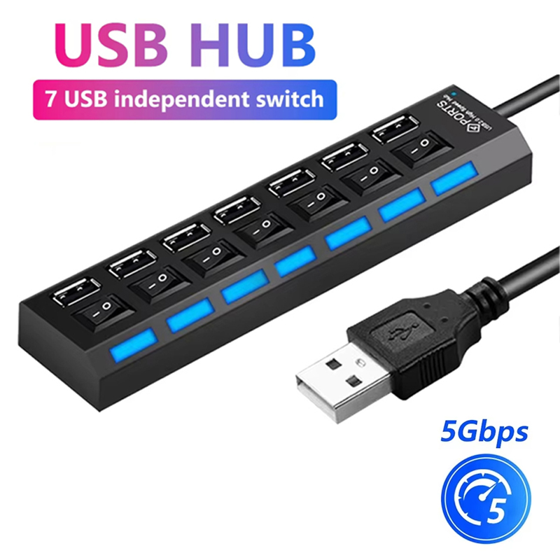 7 Port USB 2.0 Hub Splitter Fo - đánh giá và giá Desk Setup Usb Hub