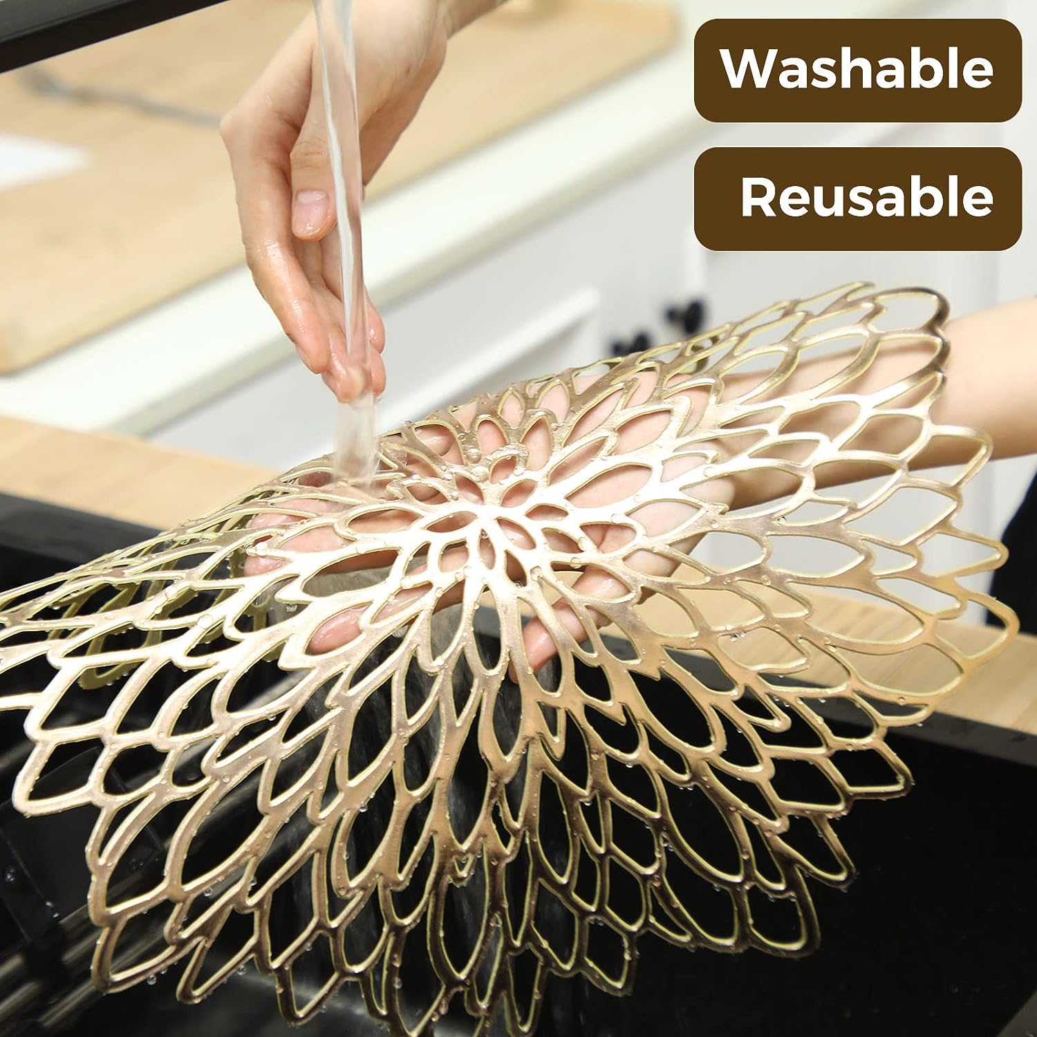 Set of 4 Metallic Placemats Se - đánh giá và giá Desk Setup Design