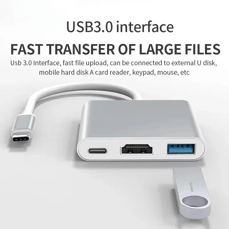 3 In 1 Type C to HDMI-compatib - đánh giá và giá Desk Setup Usb Hub