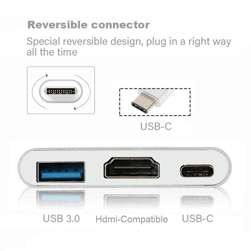 3 In 1 Type C to HDMI-compatib - đánh giá và giá Desk Setup Usb Hub