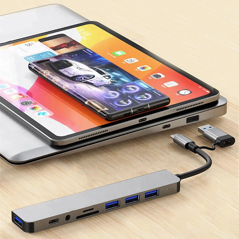 8 In 2 USB Type C HUB Docking  - đánh giá và giá Desk Setup Usb Hub